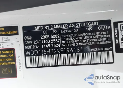 2019 Mercedes-Benz E 450 из США, поврежденный, VIN WDD1J6HB2KF096181